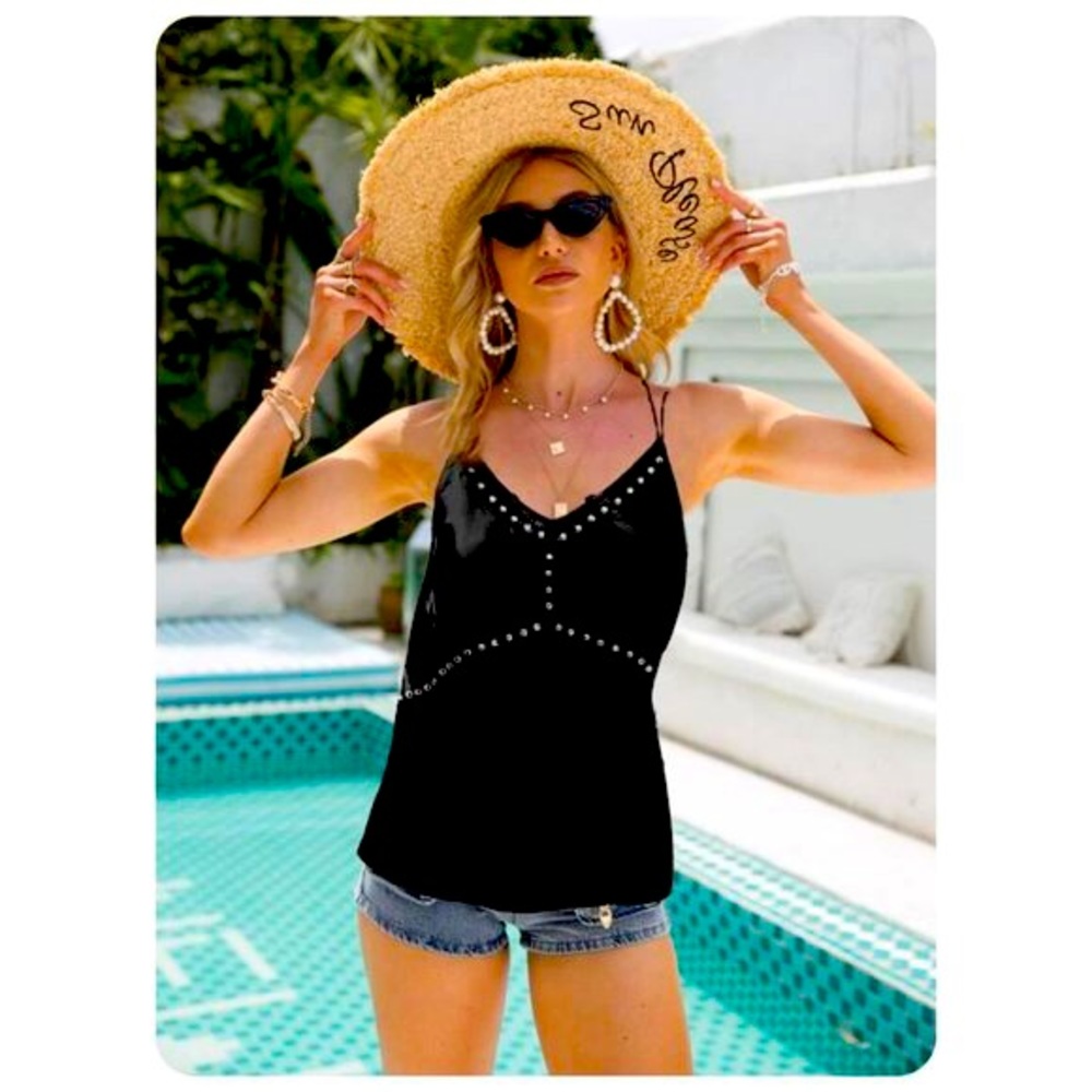 VICI Black Silky Studded Tank Top